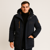 Friedrich | Herren Winter-Fleecejacke mit Kapuze und Reißverschluss – Marineblau