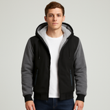 Jorn | Herren Winter Fleecejacke mit Kapuze und Farbkontrast – Graphitfarbe