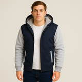 Jorn | Herren Winter Fleecejacke mit Kapuze und Farbkontrast – Hellgrau