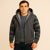 Jorn | Herren Winter Fleecejacke mit Kapuze und Farbkontrast – Space Grau