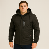 Arno | Herren Fleece-Winterjacke mit Kapuze – Schwarz