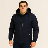 Arno | Herren Fleece-Winterjacke mit Kapuze – Dunkelblau