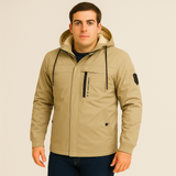 Arno | Herren Fleece-Winterjacke mit Kapuze – Khaki