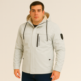 Arno | Herren Fleece-Winterjacke mit Kapuze – Beige