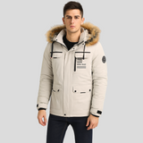 Harrison | Wasserdichte Steppjacke mit Kunstfellkapuze – Elfenbeinweiß