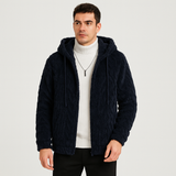 Calum | Einfarbige Fleecejacke mit Kapuze für Herren – Saphirblau