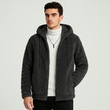 Calum | Einfarbige Fleecejacke mit Kapuze für Herren – Dunkelgrau