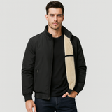Erik | Warme Herren-Fleecejacke mit Stehkragen – Schwarz