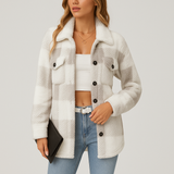 Pauline | Damen Plüsch Fleece Winterjacke – Grau