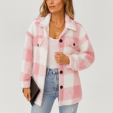 Pauline | Damen Plüsch Fleece Winterjacke – Pink