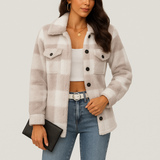Pauline | Damen Plüsch Fleece Winterjacke – Khaki