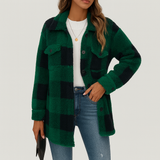 Pauline | Damen Plüsch Fleece Winterjacke – Grün