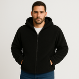 Falko | Fleecegefütterte Winterjacke mit Kapuze für Herren – Schwarz