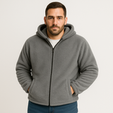 Falko | Fleecegefütterte Winterjacke mit Kapuze für Herren – Grau