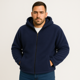 Falko | Fleecegefütterte Winterjacke mit Kapuze für Herren – Marineblau