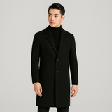 Cedrik | Mittellanger Wollmantel für Herren – Marineblau