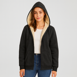 Sienna | Kuschelige Fleece-Kapuzenjacke – Schwarz