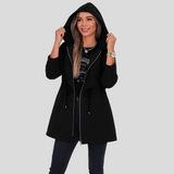 Elena | Lässige Kapuzenjacke mit Reißverschluss und Kordelzug – Schwarz