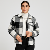 Lydia | Klassischer Teddy-Wintermantel mit Knopfleiste – Schwarz