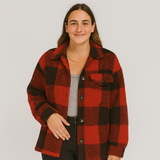 Clara | Stilvolle Strickjacke für Damen mit Knöpfen – Rot