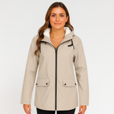 Greta | Damen Übergangsjacke mit Reißverschluss, Kapuze und Taschen – Aprikose