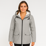 Greta | Damen Übergangsjacke mit Reißverschluss, Kapuze und Taschen – Grau