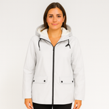 Greta | Damen Übergangsjacke mit Reißverschluss, Kapuze und Taschen – Weiß