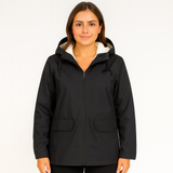 Greta | Damen Übergangsjacke mit Reißverschluss, Kapuze und Taschen – Schwarz