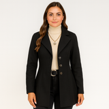 Marlene | Damen Wintermantel mit Knopfverschluss und Langarm – Schwarz