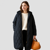 Lorelei | Damen Stepp-Winterjacke Plus Size mit Kapuze und Praktischem Reißverschluss – Schwarz