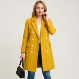 Clarisse Eleganter zweireihiger Wintermantel – Erdgelb
