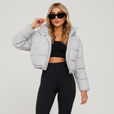 Alora | Winterjacke mit plissiertem Kordelzug – Spacegrau