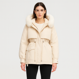 Éliane | Eleganter Winterparka aus Kunstfell – Beige