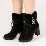 Elvira | Warme, pelzgefütterte, elegante Stiefel – Schwarz