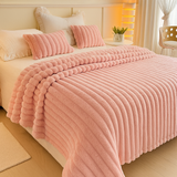 Aurevia | Flanelldecke mit Kordelzug und kuscheliger Felloptik – Rosa