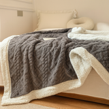 Verdickte doppelseitige Fleece-Bettdecke – Dunkelgrau