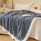 Verdickte doppelseitige Fleece-Bettdecke – Blaugrau