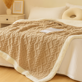 Verdickte doppelseitige Fleece-Bettdecke – Hellkaffee