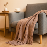 Tassora | Überwurfdecke mit Blasenmuster und Quasten – Rosa