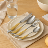 Silvaron | 30-teiliges Besteckset aus Edelstahl – Gold+Silber