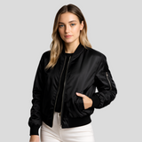 Leichter Sommerfliegerjacke für Damen – Eleganter kurzer Mantel – Schwarz