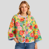 Mittelsaison-Jacke für Damen – Leicht und auffällig – Blumenmuster