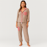 Klassisches Damen-Pyjama-Set – Rot & Rosa