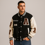 Baseball-Bomberjacke im Colorblock-Design für Herren – Braun