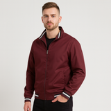 Herren-Bomberjacke mit gestreiftem Besatz – Rot