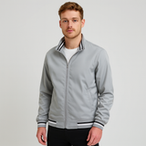 Herren-Bomberjacke mit gestreiftem Besatz – Grau