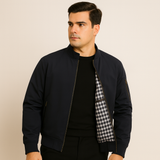 Lässige Herrenjacke mit Stehkragen – Marineblau