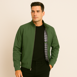 Lässige Herrenjacke mit Stehkragen – Smaragdgrün