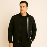 Lässige Herrenjacke mit Stehkragen – Schwarz