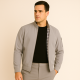 Lässige Herrenjacke mit Stehkragen – Grau